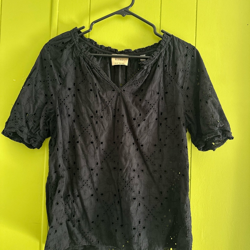Black Eyelet Top
